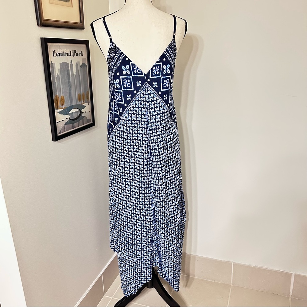 Tommy Bahama Blue & White Print Spaghetti Strap Sundress | Rayon Maxi SZ S/M - Picture 3 of 5